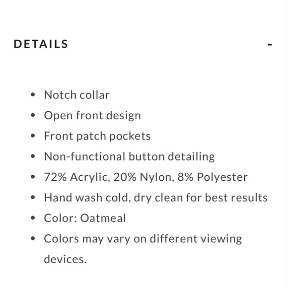 Magnol Boutique Button Detail Oatmeal Two Tone Cardigan - Size M - Picture 4 of 6